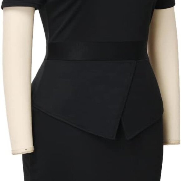 Women Clergy Dress Black Bodycon Short Sleeve Office Church Wear - Picture 3 of 6
